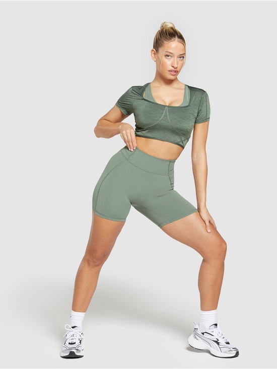 Gymshark Pants - GYMSHARK Stitch Feature Shorts Unit Green size Large